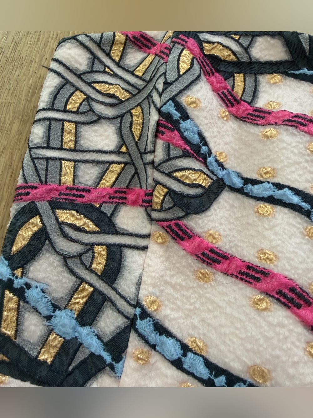 Patterned Pink Multicolor Textured Top - Picture 8 of 11